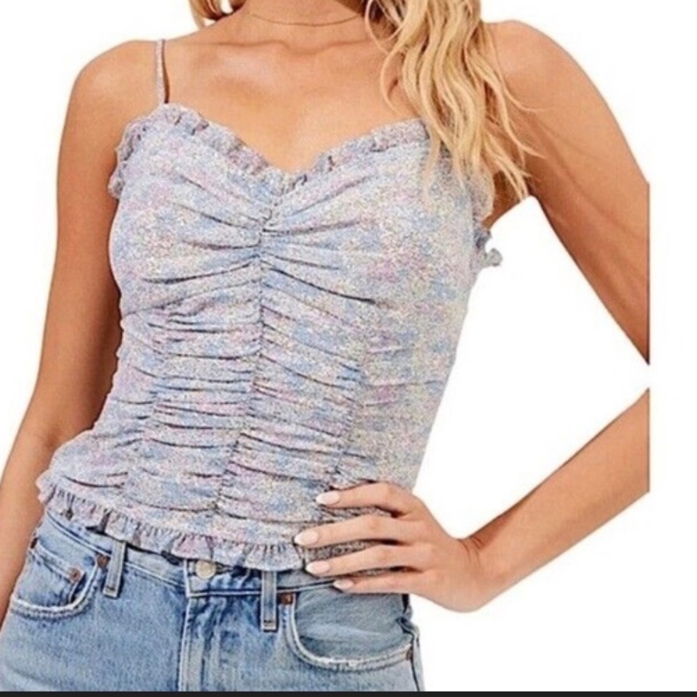 ASTR The Label Ruched Floral Cami Top XS